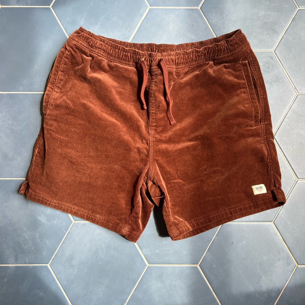 Katin Brown Corduroy Elastic Waist Shorts 30-32
